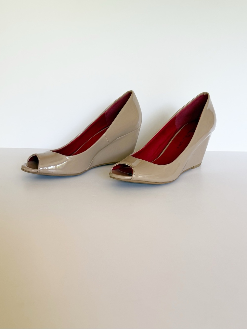 CL By Chinese Laundry Nolita Nude Patent Leather Wedge Pumps